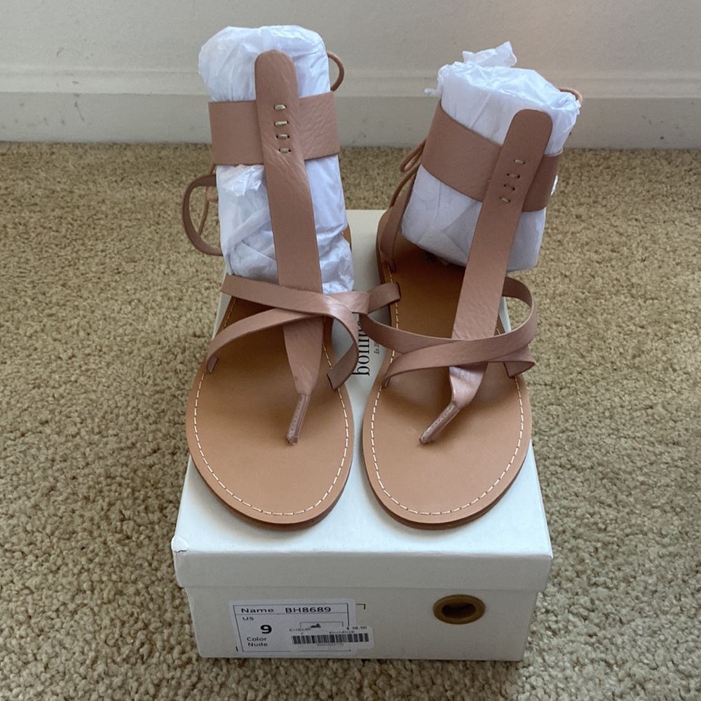 Nude Lace Up Sandals